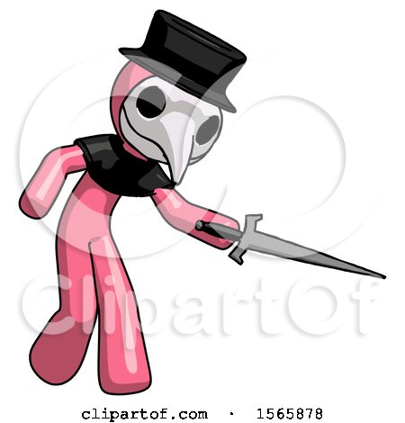Pink Plague Doctor Man Sword Pose Stabbing or Jabbing by Leo Blanchette