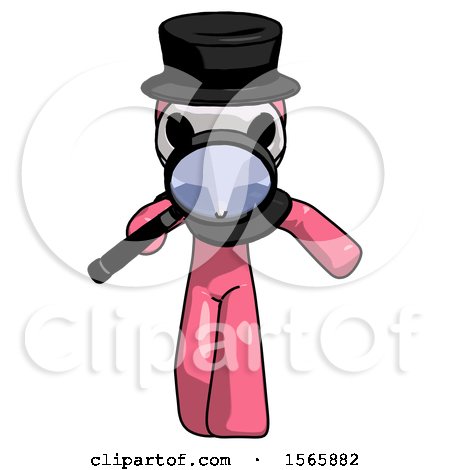 Pink Plague Doctor Man Looking down Through Magnifying Glass by Leo Blanchette