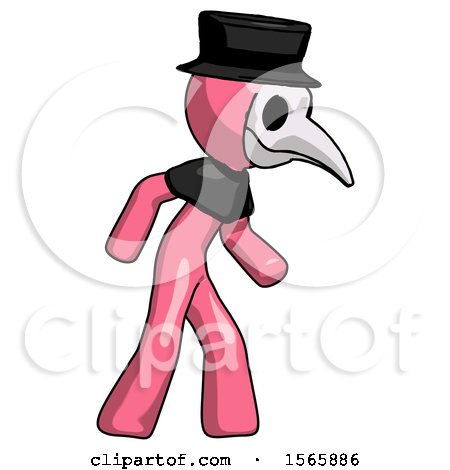 Pink Plague Doctor Man Suspense Action Pose Facing Right by Leo Blanchette