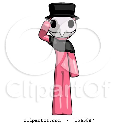 Pink Plague Doctor Man Soldier Salute Pose by Leo Blanchette