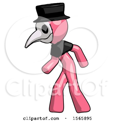Pink Plague Doctor Man Suspense Action Pose Facing Left by Leo Blanchette