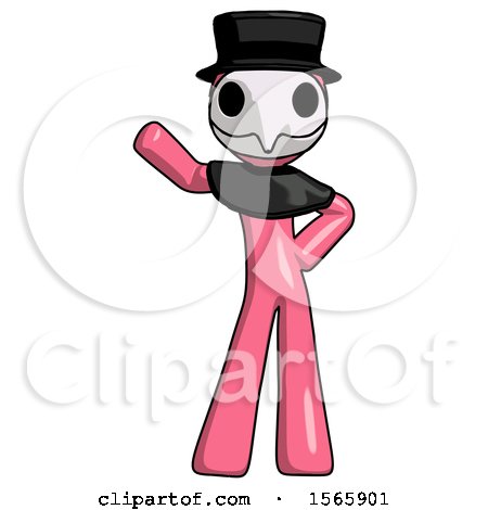 Pink Plague Doctor Man Waving Right Arm with Hand on Hip by Leo Blanchette