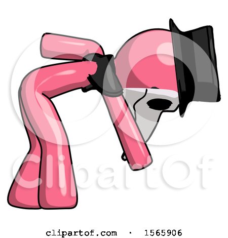 Pink Plague Doctor Man Picking Something up Bent over by Leo Blanchette