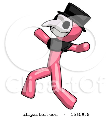Pink Plague Doctor Man Running Away in Hysterical Panic Direction Left by Leo Blanchette