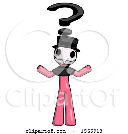 Pink Plague Doctor Man with Question Mark Above Head, Confused by Leo Blanchette