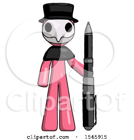 Pink Plague Doctor Man Holding Large Pen by Leo Blanchette