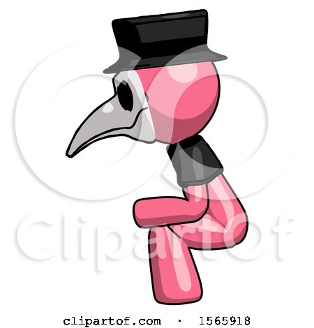 Pink Plague Doctor Man Squatting Facing Left by Leo Blanchette