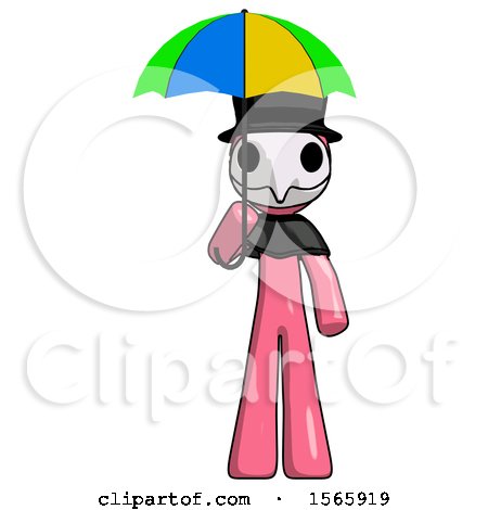 Pink Plague Doctor Man Holding Umbrella Rainbow Colored by Leo Blanchette