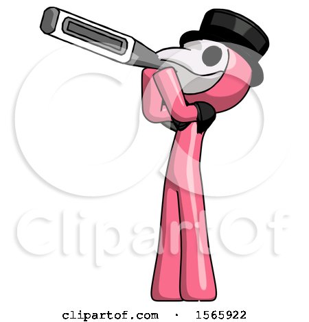 Pink Plague Doctor Man Thermometer in Mouth by Leo Blanchette