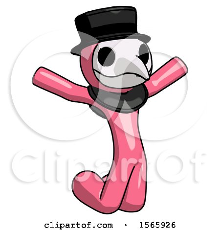 Pink Plague Doctor Man Jumping or Kneeling with Gladness by Leo Blanchette