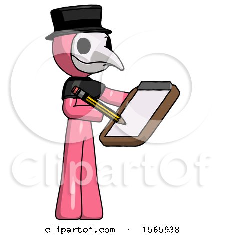 Pink Plague Doctor Man Using Clipboard and Pencil by Leo Blanchette