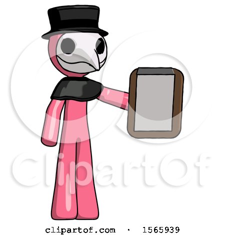 Pink Plague Doctor Man Showing Clipboard to Viewer by Leo Blanchette