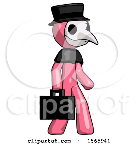 Pink Plague Doctor Man Walking with Briefcase to the Right by Leo Blanchette