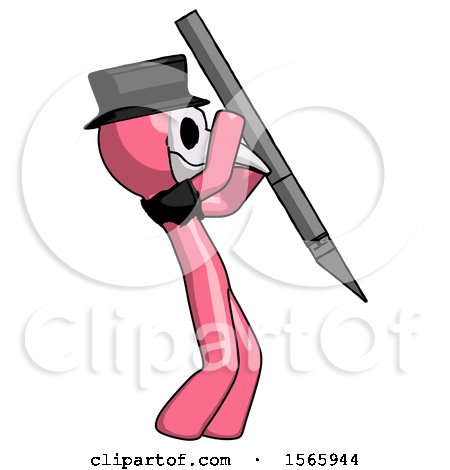 Pink Plague Doctor Man Stabbing or Cutting with Scalpel by Leo Blanchette