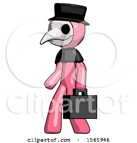 Pink Plague Doctor Man Walking with Briefcase to the Left by Leo Blanchette