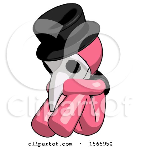 Pink Plague Doctor Man Sitting with Head down Facing Angle Left by Leo Blanchette