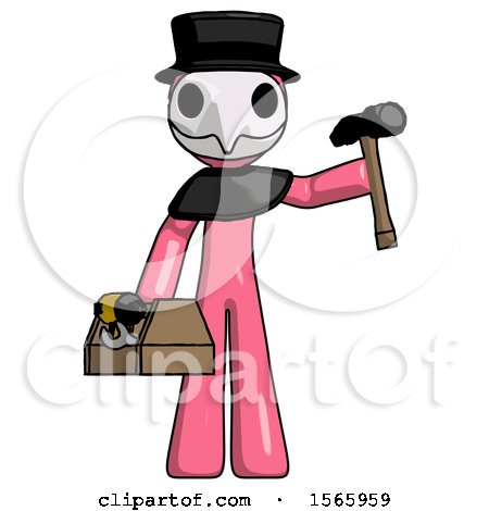 Pink Plague Doctor Man Holding Tools and Toolchest Ready to Work by Leo Blanchette