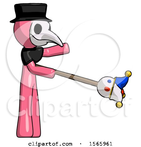 Pink Plague Doctor Man Holding Jesterstaff - I Dub Thee Foolish Concept by Leo Blanchette