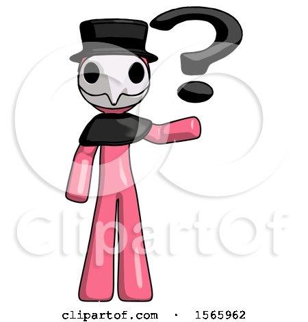 Pink Plague Doctor Man Holding Question Mark to Right by Leo Blanchette