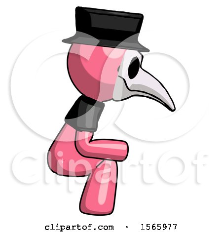 Pink Plague Doctor Man Squatting Facing Right by Leo Blanchette