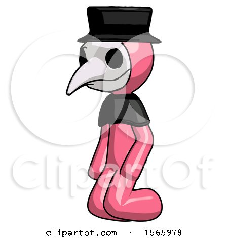 Pink Plague Doctor Man Kneeling Angle View Left by Leo Blanchette