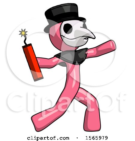 Pink Plague Doctor Man Throwing Dynamite by Leo Blanchette