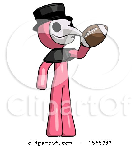 Pink Plague Doctor Man Holding Football up by Leo Blanchette