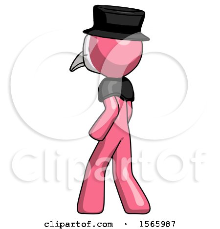 Pink Plague Doctor Man Walking Away Direction Left View by Leo Blanchette