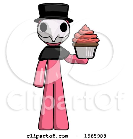 Pink Plague Doctor Man Presenting Pink Cupcake to Viewer by Leo Blanchette