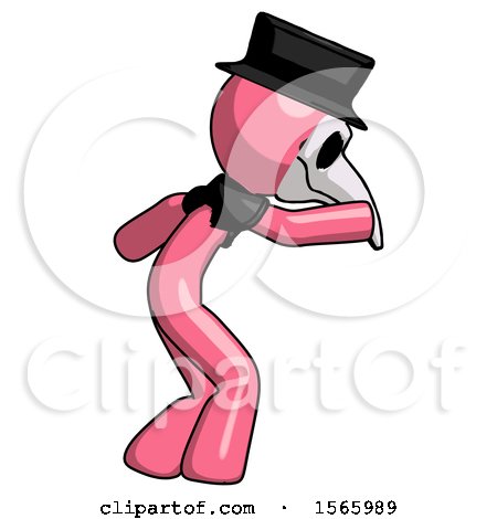 Pink Plague Doctor Man Sneaking While Reaching for Something by Leo Blanchette
