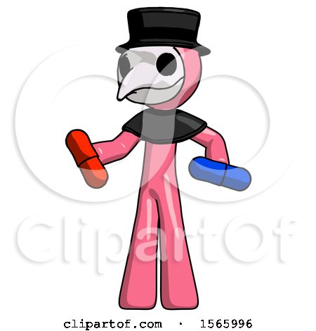 Pink Plague Doctor Man Red Pill or Blue Pill Concept by Leo Blanchette