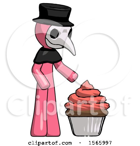 Pink Plague Doctor Man with Giant Cupcake Dessert by Leo Blanchette