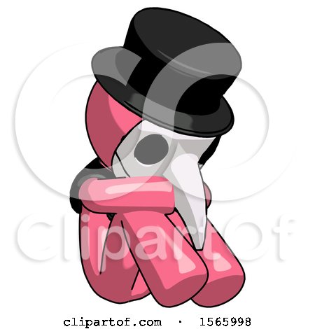 Pink Plague Doctor Man Sitting with Head down Facing Angle Right by Leo Blanchette
