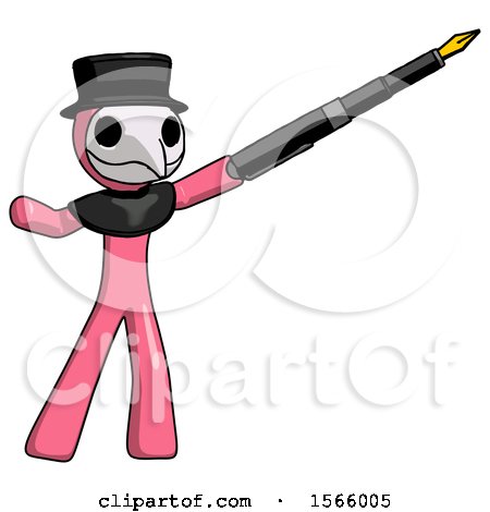 Pink Plague Doctor Man Pen Is Mightier Than the Sword Calligraphy Pose by Leo Blanchette