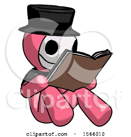 Pink Plague Doctor Man Reading Book While Sitting down by Leo Blanchette