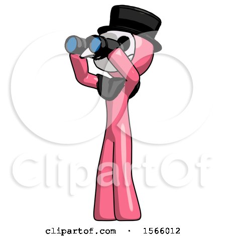 Pink Plague Doctor Man Looking Through Binoculars to the Left by Leo Blanchette