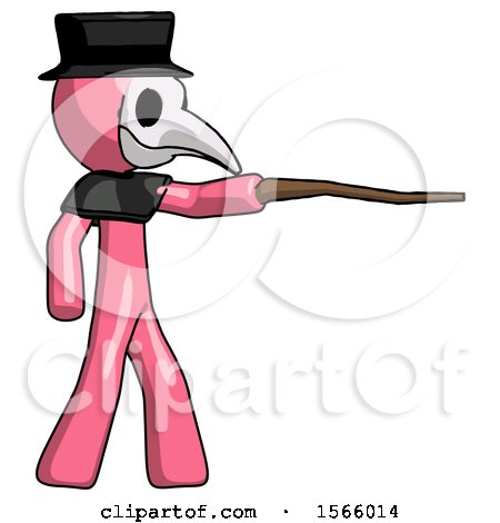 Pink Plague Doctor Man Pointing with Hiking Stick by Leo Blanchette