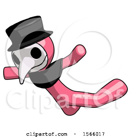 Pink Plague Doctor Man Skydiving or Falling to Death by Leo Blanchette