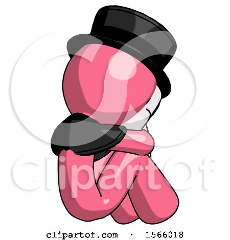 Pink Plague Doctor Man Sitting with Head down Back View Facing Right by Leo Blanchette