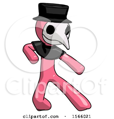 Pink Plague Doctor Man Karate Defense Pose Right by Leo Blanchette