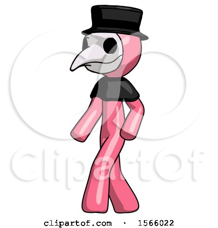 Pink Plague Doctor Man Man Walking Turned Left Front View by Leo Blanchette
