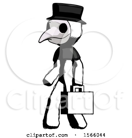 Ink Plague Doctor Man Walking with Briefcase to the Left by Leo Blanchette