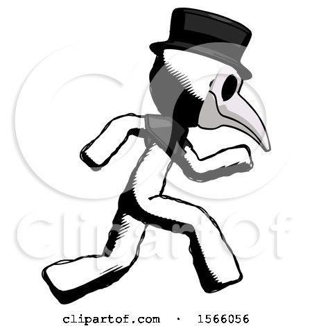 Ink Plague Doctor Man Running Fast Right by Leo Blanchette