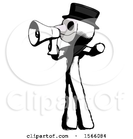 Ink Plague Doctor Man Shouting into Megaphone Bullhorn Facing Left by Leo Blanchette