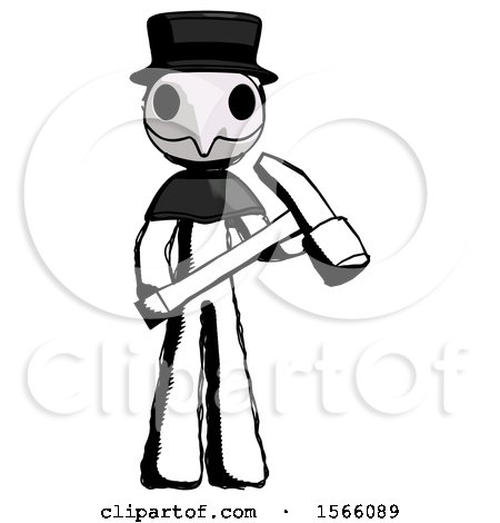 Ink Plague Doctor Man Holding Hammer Ready to Work by Leo Blanchette