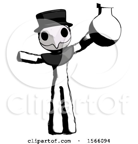 Ink Plague Doctor Man Holding Large Round Flask or Beaker by Leo Blanchette