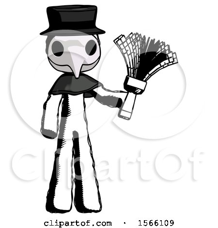 Ink Plague Doctor Man Holding Feather Duster Facing Forward by Leo Blanchette