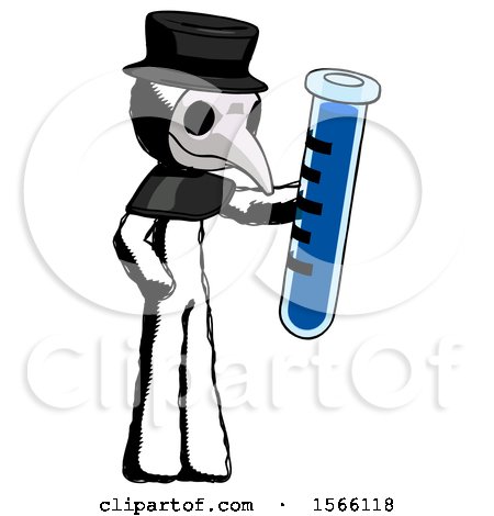 Ink Plague Doctor Man Holding Large Test Tube by Leo Blanchette