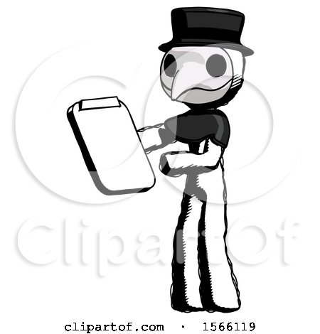 Ink Plague Doctor Man Reviewing Stuff on Clipboard by Leo Blanchette