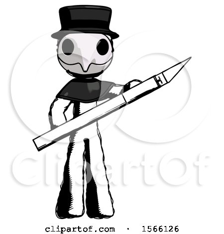 Ink Plague Doctor Man Holding Large Scalpel by Leo Blanchette